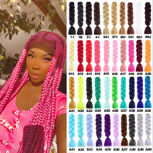 Wholesale Synthetic Braiding 40 colors Single colorJumbo Braiding Hair Extensions Braiding Hair 24 Inch Synthetic Hair for Women
